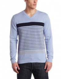 Kenneth Cole Men's V-Neck Printed Stripe Sweater Kenneth Cole Men's V-Neck Printed Stripe Sweater