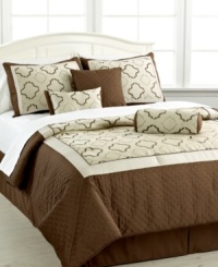 A truly traditional look with a hint of updated flair, this jacquard woven Manchester comforter set features a simple design in soothing brown and taupe hues. A truly traditional look with a hint of updated flair, this jacquard woven Manchester comforter set features a simple design in soothing brown and taupe hues.
