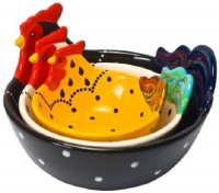 Housewares International 3-Piece Hand-Painted Ceramic Rooster Serving Bowls Housewares International 3-Piece Hand-Painted Ceramic Rooster Serving Bowls