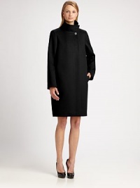 Artfully structured from ultra-soft camel hair, this modern style is shaped with a funnel collar and an inverted back pleat.Funnel collar with button closuresConcealed button frontSide slash pocketsInverted back pleatFully linedAbout 38 from shoulder to hemCamel hairDry cleanMade in Italy of imported fabricModel shown is 5'10 (177cm) wearing US size 4. Artfully structured from ultra-soft camel hair, this modern style is shaped with a funnel collar and an inverted back pleat.Funnel collar with button closuresConcealed button frontSide slash pocketsInverted back pleatFully linedAbout 38 from shoulder to hemCamel hairDry cleanMade in Italy of imported fabricModel shown is 5'10 (177cm) wearing US size 4.