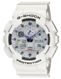 Casio Men's GA100A-7 G-Shock X-Large Analog-Digital White and Blue Sports Watch Casio Men's GA100A-7 G-Shock X-Large Analog-Digital White and Blue Sports Watch