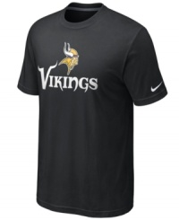 From the pre-game to after-party, show off your Minnesota Vikings pride in this NFL football t-shirt from Nike. From the pre-game to after-party, show off your Minnesota Vikings pride in this NFL football t-shirt from Nike.