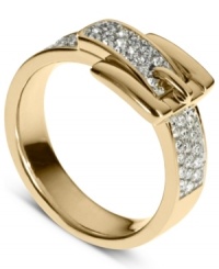 Buckle up for fierce fashion. This stylish ring from Michael Kors flaunts a belt-inspired design embellished with pave accents. Crafted in gold tone mixed metal. Sizes 7 and 8. Buckle up for fierce fashion. This stylish ring from Michael Kors flaunts a belt-inspired design embellished with pave accents. Crafted in gold tone mixed metal. Sizes 7 and 8.