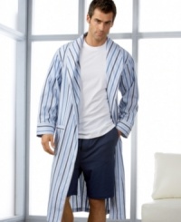 Nothing lets you kick back and relax around the house like this striped Nautica robe. Nothing lets you kick back and relax around the house like this striped Nautica robe.