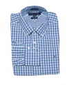 Tommy Hilfiger Men Custom Fit Plaid Long Sleeve Logo Shirt