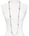 Elizabeth Cole combines easy elegance with a touch on ladylike luxe on this chain link station necklace. Look no further than the bold Swarovski crystal stones - the perfect touch of sparkle.