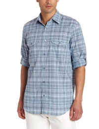 Calvin Klein Sportswear Men's Long Roll-Up Sleeve Madras Plaid Lightweight Poplin Calvin Klein Sportswear Men's Long Roll-Up Sleeve Madras Plaid Lightweight Poplin
