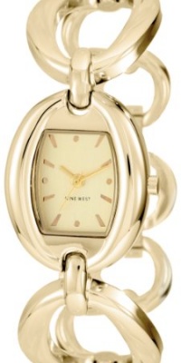 Nine West Women's NW1186CHGB  Gold-Tone Oval Link Bracelet Watch