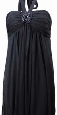 Xscape by Joanna Chen Women's Chiffon Halter Dress 8 Charcoal