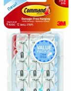 Command Small Wire Hooks, Clear, 9-Hook