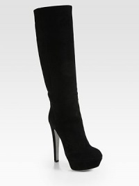 A towering platform silhouette impeccably crafted of fine Italian suede will never go out of style. Self-covered heel, 6 (150mm)Covered platform, 1½ (40mm)Compares to a 4½ heel (115mm)Shaft, 14½Leg circumference, 14Suede upperPull-on styleLeather lining and solePadded insoleMade in Italy A towering platform silhouette impeccably crafted of fine Italian suede will never go out of style. Self-covered heel, 6 (150mm)Covered platform, 1½ (40mm)Compares to a 4½ heel (115mm)Shaft, 14½Leg circumference, 14Suede upperPull-on styleLeather lining and solePadded insoleMade in Italy