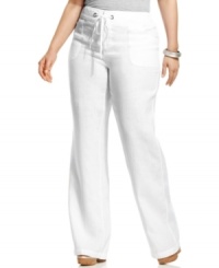 Make INC's plus size linen pants standard for your summer wardrobe-- pair them with the season's latest tops!