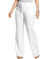 Make INC's plus size linen pants standard for your summer wardrobe-- pair them with the season's latest tops! Make INC's plus size linen pants standard for your summer wardrobe-- pair them with the season's latest tops!
