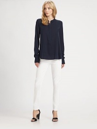 Lightweight stretch cotton in a super skinny style cropped just at the ankle.THE FITFitted through hips and thighsRise, about 9Inseam, about 28THE DETAILSZip flyFive-pocket styleBack patch pockets98% cotton/2% elastaneDry cleanMade in USA of imported fabricModel shown is 5'9 (175cm) wearing US size 4.This style runs small. We recommend ordering one size up for a standard fit. Lightweight stretch cotton in a super skinny style cropped just at the ankle.THE FITFitted through hips and thighsRise, about 9Inseam, about 28THE DETAILSZip flyFive-pocket styleBack patch pockets98% cotton/2% elastaneDry cleanMade in USA of imported fabricModel shown is 5'9 (175cm) wearing US size 4.This style runs small. We recommend ordering one size up for a standard fit.