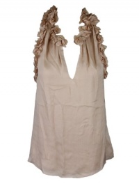 Graham & Spencer Womens Sleeveless Silk Ruffled Racerback Top Graham & Spencer Womens Sleeveless Silk Ruffled Racerback Top