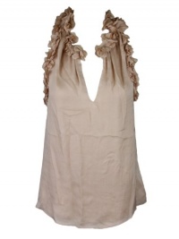 Graham & Spencer Womens Sleeveless Silk Ruffled Racerback Top