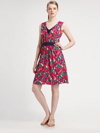A brilliant dress featuring a pretty floral print with solid details, including a classic bow on back.V-necklineSleevelessBanded waistBow detail at backAbout 39 from shoulder to hemPolyesterDry cleanImported Model shown is 5'10 (177cm) wearing US size Small. A brilliant dress featuring a pretty floral print with solid details, including a classic bow on back.V-necklineSleevelessBanded waistBow detail at backAbout 39 from shoulder to hemPolyesterDry cleanImported Model shown is 5'10 (177cm) wearing US size Small.