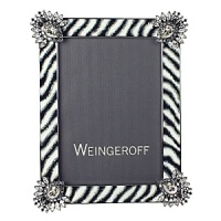 Crafted by hand in Weingeroff's 4th-generation workshop in Rhode Island, this ultrachic frame borrows from the runway with a hand-painted zebra-print border that's accented with sparkling hand-set Swarovski® crystals. Crafted by hand in Weingeroff's 4th-generation workshop in Rhode Island, this ultrachic frame borrows from the runway with a hand-painted zebra-print border that's accented with sparkling hand-set Swarovski® crystals.