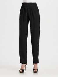Luxe Crepe de Chine boasts satin side bands, a pleated front and a wide, elastic waistband.Wide elastic waistband Pleated front Side slash pockets Satin inserts at sides Inseam, about 30 Silk Dry clean Made in Italy Luxe Crepe de Chine boasts satin side bands, a pleated front and a wide, elastic waistband.Wide elastic waistband Pleated front Side slash pockets Satin inserts at sides Inseam, about 30 Silk Dry clean Made in Italy
