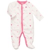 Osh Kosh Infant Girls Footed Microfleece Sleep & Play, Pink Hearts, 3M
