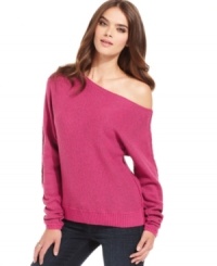 With a stylish off-the-shoulder neckline, this RACHEL Rachel Roy sweater is perfect for a chic yet relaxed casual look! With a stylish off-the-shoulder neckline, this RACHEL Rachel Roy sweater is perfect for a chic yet relaxed casual look!