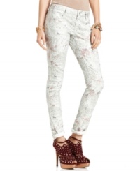 Printed skinny leg jeans are all you need to take over the colder months with trend-right style! This pair from American Rag features an abstract floral-print for pretty-as-can-be style. Printed skinny leg jeans are all you need to take over the colder months with trend-right style! This pair from American Rag features an abstract floral-print for pretty-as-can-be style.