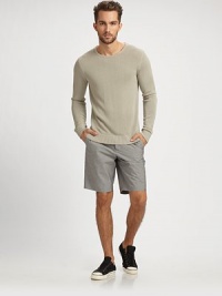 A seasonal favorite, sure to be worn time after time, set in a comfortable, modern fit in cool cotton.Flat-front styleSide slash, back welt pocketsInseam, about 10CottonDry cleanImported A seasonal favorite, sure to be worn time after time, set in a comfortable, modern fit in cool cotton.Flat-front styleSide slash, back welt pocketsInseam, about 10CottonDry cleanImported