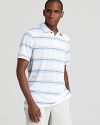 Lighten up your look with this relaxed multi-stripe polo, perfect for swinging the clubs and at the 19th hole.