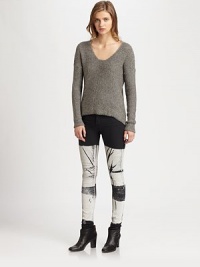 From the HELMUT capsule collection. A rounded v-neck and hi-lo hemline add modern style to this ultra-cozy wool knit. Rounded v-neckDropped shouldersLong sleevesHi-lo hemRibbed trim at cuffs and hemAbout 30 from shoulder to hem50% alpaca/50% merino woolDry cleanImported of Italian fabricModel shown is 5'10 (177cm) wearing US size Small. From the HELMUT capsule collection. A rounded v-neck and hi-lo hemline add modern style to this ultra-cozy wool knit. Rounded v-neckDropped shouldersLong sleevesHi-lo hemRibbed trim at cuffs and hemAbout 30 from shoulder to hem50% alpaca/50% merino woolDry cleanImported of Italian fabricModel shown is 5'10 (177cm) wearing US size Small.