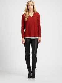 A lush blend of wool and cashmere cut in a versatile double v-neck style.Front and back v-neckDropped shouldersLong sleevesAbout 25 from shoulder to hem70% wool/30% cashmereDry cleanImportedModel shown is 5'11 (180cm) wearing US size Small. A lush blend of wool and cashmere cut in a versatile double v-neck style.Front and back v-neckDropped shouldersLong sleevesAbout 25 from shoulder to hem70% wool/30% cashmereDry cleanImportedModel shown is 5'11 (180cm) wearing US size Small.