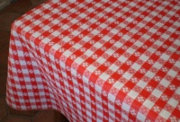 Blue Hill, 52x90; Classic Red Tavern Check, Flannel Backed, Vinyl Tablecloth; Made in the U.S.A Blue Hill, 52x90; Classic Red Tavern Check, Flannel Backed, Vinyl Tablecloth; Made in the U.S.A