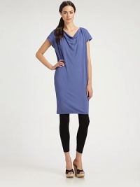A prettily draped neckline adds an elegant touch to this soft jersey silhouette.Cowl necklineBanded cap sleevesAbout 37 from shoulder to hem92% rayon/8% lycraDry cleanMade in USA of imported fabricModel shown is 5'11 (180cm) wearing US size Small. A prettily draped neckline adds an elegant touch to this soft jersey silhouette.Cowl necklineBanded cap sleevesAbout 37 from shoulder to hem92% rayon/8% lycraDry cleanMade in USA of imported fabricModel shown is 5'11 (180cm) wearing US size Small.