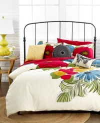 Secret garden. Appreciate the beauty of this Gypsy Garden duvet cover set as vibrantly colored blooms and leaves turn your room into a tropical oasis. Reverses to an allover blue diamond pattern. Secret garden. Appreciate the beauty of this Gypsy Garden duvet cover set as vibrantly colored blooms and leaves turn your room into a tropical oasis. Reverses to an allover blue diamond pattern.