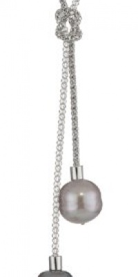 Majorica Sterling Silver 2/14mm Grey and Nuage Baroque Pearls on Love Knot Lariat Pendant Necklace Majorica Sterling Silver 2/14mm Grey and Nuage Baroque Pearls on Love Knot Lariat Pendant Necklace