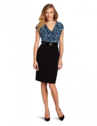 Anne Klein Women's Cowl Neck Belted Twofer Dress, Blue, 6 Anne Klein Women's Cowl Neck Belted Twofer Dress, Blue, 6