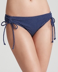 Pretty polka-dots put a sweet spin on Shoshanna's bikini brief. Ideal for the bathing beauty, this piece loves to play coy beneath a sheer chemise. Pretty polka-dots put a sweet spin on Shoshanna's bikini brief. Ideal for the bathing beauty, this piece loves to play coy beneath a sheer chemise.
