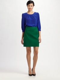A refined silk style with an ultra-feminine neckline and relaxed fit.Pleat details at necklineThree-quarter sleevesButton details at cuffsAbout 25 from shoulder to hemSilkDry cleanImportedModel shown is 5'9 (175cm) wearing US size Small. A refined silk style with an ultra-feminine neckline and relaxed fit.Pleat details at necklineThree-quarter sleevesButton details at cuffsAbout 25 from shoulder to hemSilkDry cleanImportedModel shown is 5'9 (175cm) wearing US size Small.