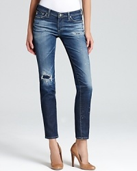Distressing brings on-trend edge to these weekend-perfect skinnies from AG Adriano Goldschmied Jeans. Distressing brings on-trend edge to these weekend-perfect skinnies from AG Adriano Goldschmied Jeans.