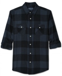 The perfect style for the cold weather, this Kelly flannel shirt from American Rag delivers the warmth. The perfect style for the cold weather, this Kelly flannel shirt from American Rag delivers the warmth.