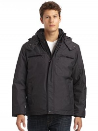THE LOOKLayered stand-up collarDetachable zip hood with drawstring and snap closure and quilted interiorConcealed front zip closure with exposed snap closureLong sleevesChest zip pocketsSide slash pocketsInterior zip pocketInterior slash button phone pocketRemovable liner doubles as a separate jacketWool & cashmere trim on liner Waterproof and windproofTHE FITAbout 37 from shoulder to hemTHE MATERIALShell: NylonLiner: 50% THE LOOKLayered stand-up collarDetachable zip hood with drawstring and snap closure and quilted interiorConcealed front zip closure with exposed snap closureLong sleevesChest zip pocketsSide slash pocketsInterior zip pocketInterior slash button phone pocketRemovable liner doubles as a separate jacketWool & cashmere trim on liner Waterproof and windproofTHE FITAbout 37 from shoulder to hemTHE MATERIALShell: NylonLiner: 50%
