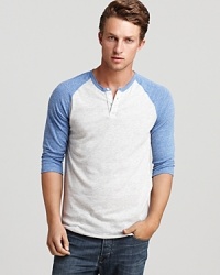 A raglan sleeve henley fondly recalls your days on the baseball diamond, running down fly balls and getting ice cream after the game. A raglan sleeve henley fondly recalls your days on the baseball diamond, running down fly balls and getting ice cream after the game.