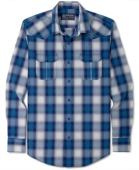 Update your regular ol' button down look with this bold plaid print shirt by American Rag. Update your regular ol' button down look with this bold plaid print shirt by American Rag.