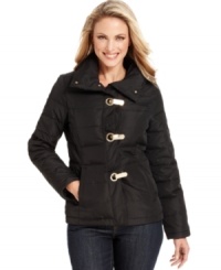 Snuggle into Charter Club's cozy puffer jacket, complete with goldtone hardware for a chic take on cold-weather style. Snuggle into Charter Club's cozy puffer jacket, complete with goldtone hardware for a chic take on cold-weather style.