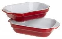 Emile Henry 9-by-5-1/2-Inch Individual Lasagna Bakers, Set of Two, Cerise Red