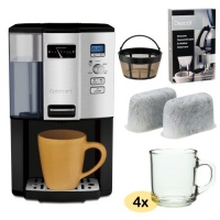 Cuisinart DCC3000 12-cup Programmable Coffeemaker + Gold Tone Basket Coffee Filter + Home Activated Coffee/ Espresso Descaler + Replacement Water Filters 2 Pack + 4 pcs 10oz ARC Handy Glass Coffe Mug Cuisinart DCC3000 12-cup Programmable Coffeemaker + Gold Tone Basket Coffee Filter + Home Activated Coffee/ Espresso Descaler + Replacement Water Filters 2 Pack + 4 pcs 10oz ARC Handy Glass Coffe Mug
