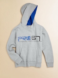 Look comfortably cool in an unbelievably soft cotton pullover hoodie, screen-printed with a sporty logo and Ralph Lauren's iconic pony.Attached hoodLong sleeves with ribbed cuffsPullover styleKangaroo pocketCotton/PolyesterMachine washImported Look comfortably cool in an unbelievably soft cotton pullover hoodie, screen-printed with a sporty logo and Ralph Lauren's iconic pony.Attached hoodLong sleeves with ribbed cuffsPullover styleKangaroo pocketCotton/PolyesterMachine washImported