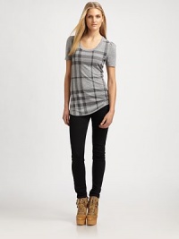Made from a super-cozy fabrication, this exploded-check tee is an iconic must-have. U-neckPrincess sleevesCheck-print frontPull-on styleAbout 26 from shoulder to hem70% cotton/30% polyesterMachine washImported Model shown is 5'9½ (176cm) wearing US size Small. Made from a super-cozy fabrication, this exploded-check tee is an iconic must-have. U-neckPrincess sleevesCheck-print frontPull-on styleAbout 26 from shoulder to hem70% cotton/30% polyesterMachine washImported Model shown is 5'9½ (176cm) wearing US size Small.