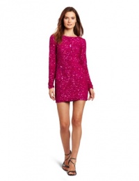 ABS Allen Schwartz Women's Long Sleeve Sequin Dress, Magenta, 6 ABS Allen Schwartz Women's Long Sleeve Sequin Dress, Magenta, 6