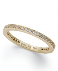 Add a little sparkle to your style. B. Brilliant's pretty band ring features round-cut cubic zirconias (3/8 ct. t.w.) in 18k gold over sterling silver. Size 6, 7, or 8. Add a little sparkle to your style. B. Brilliant's pretty band ring features round-cut cubic zirconias (3/8 ct. t.w.) in 18k gold over sterling silver. Size 6, 7, or 8.