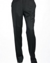 Alfani Red Solid Gray Flat Front Dress Pants